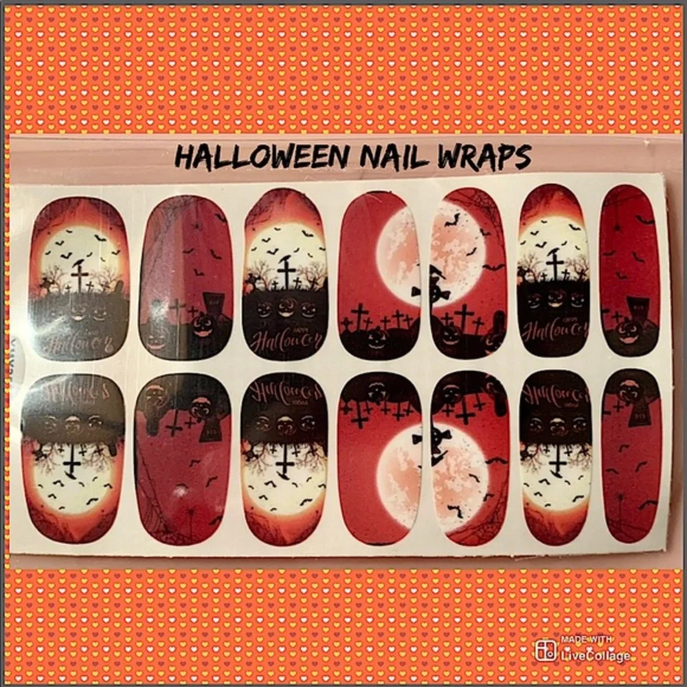 💌BO/GO$4 Halloween Nail Wrap Stickers graveyard